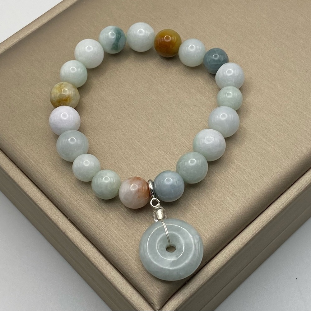 9.6mm Smooth Round Burmese Jade Bracelet